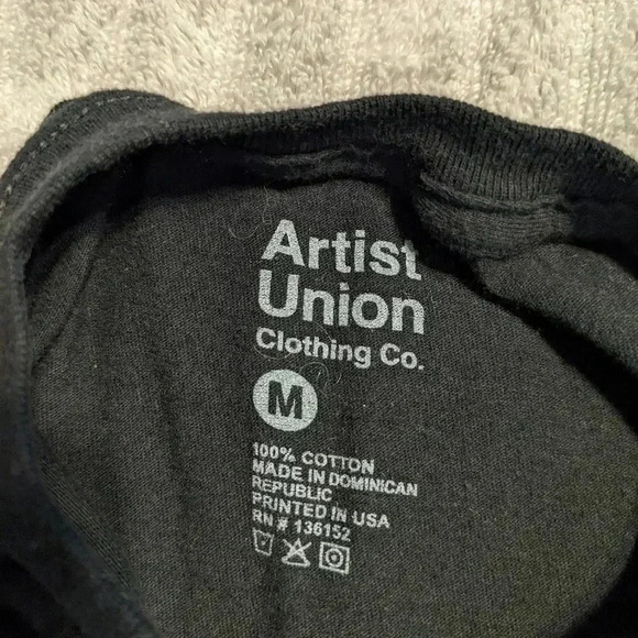 ARTIST UNION EMBROIDERED MOUTH LIPS T-SHIRT MENS SMALL SHORT SLEEVE BLACK TEE M - Picture 3 of 6